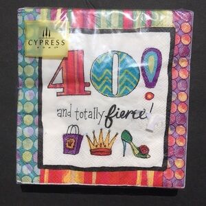 2 Packages Cypress Home Paper Beverage Napkins Cocktail 40th Birthday Party NWT